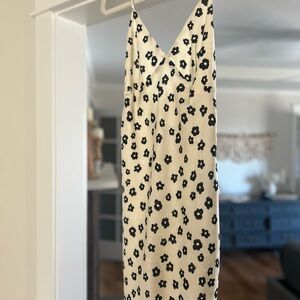 Floral Slip Dress in Black and Cream